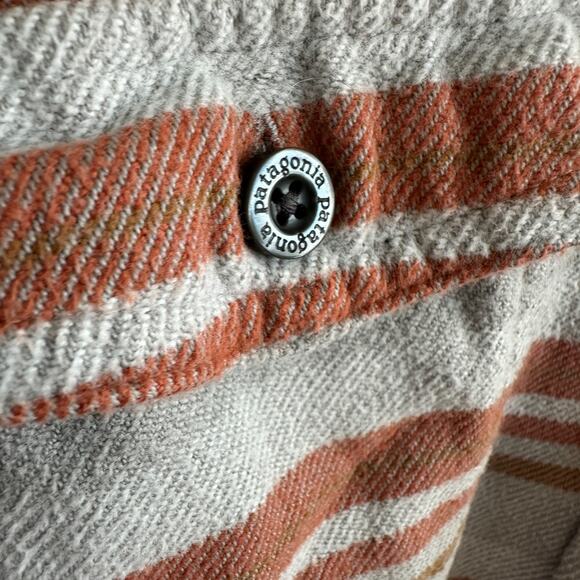patagonia organic cotton flannel shirt women’s 12 striped button front casual - Picture 4 of 7